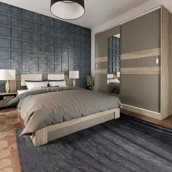 Camera da letto moderna completa matrimoniale rovere grigio Altea