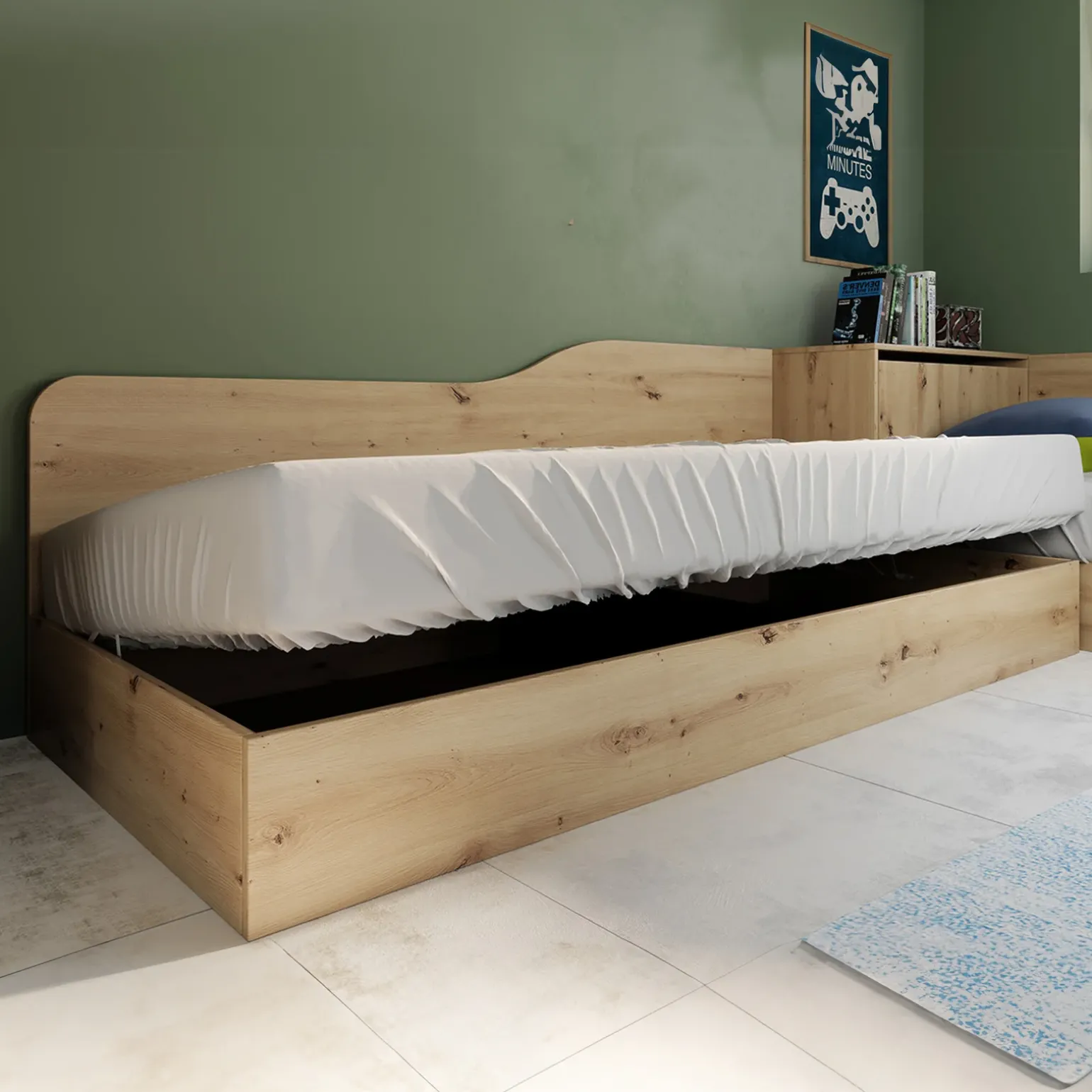 Camera doppio letto completa design rovere rustico Caronte