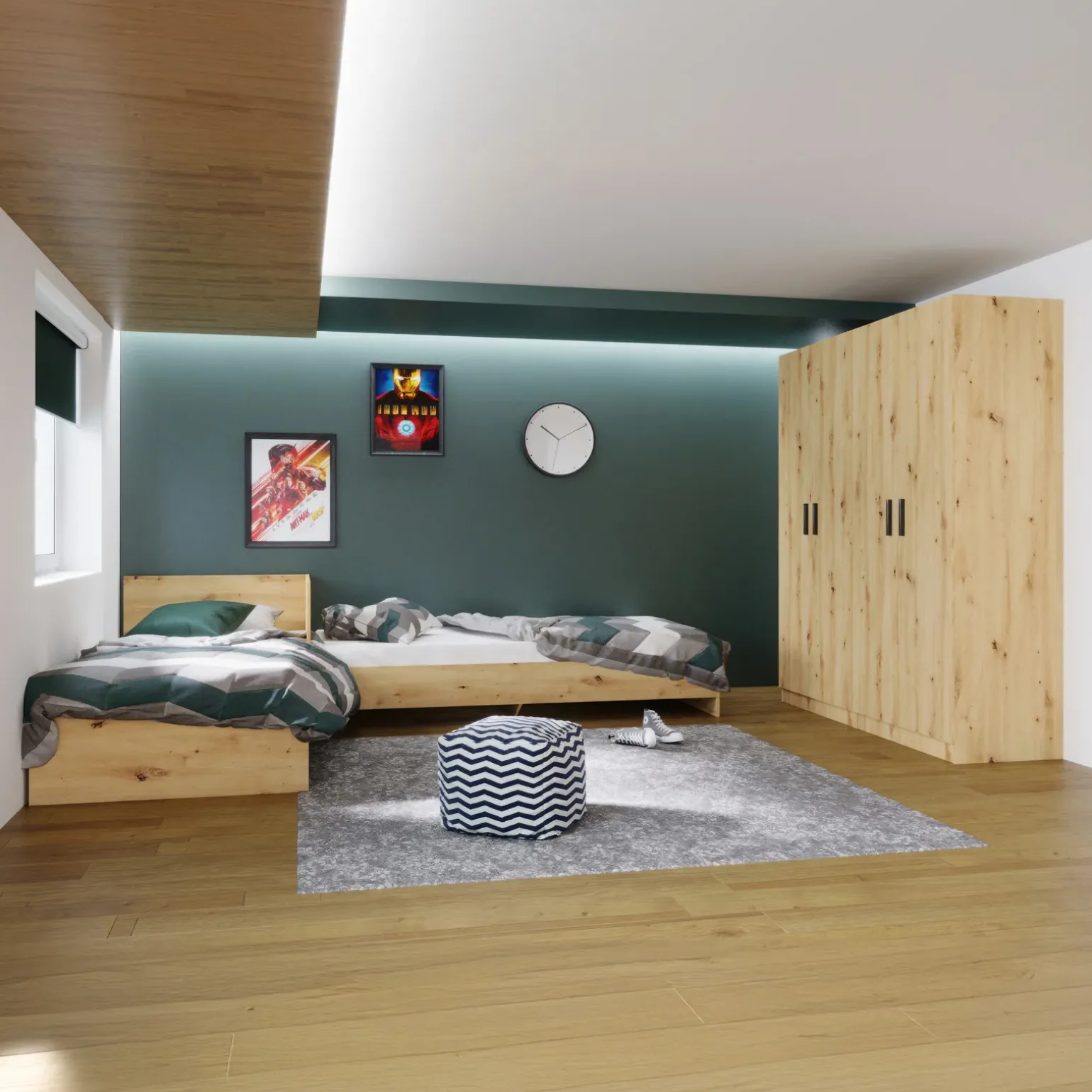 Camera doppio letto completa moderna rovere rustico Malcom
