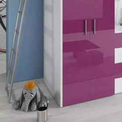 Cameretta a soppalco per bambini bianco viola lucido Luca