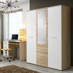 Cameretta bambini 1 letto singolo quercia sonoma bianco opaco Ciak 2