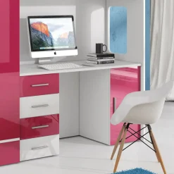 Cameretta bambini completa 2 letti singoli bianco rosa Diego Gihome®