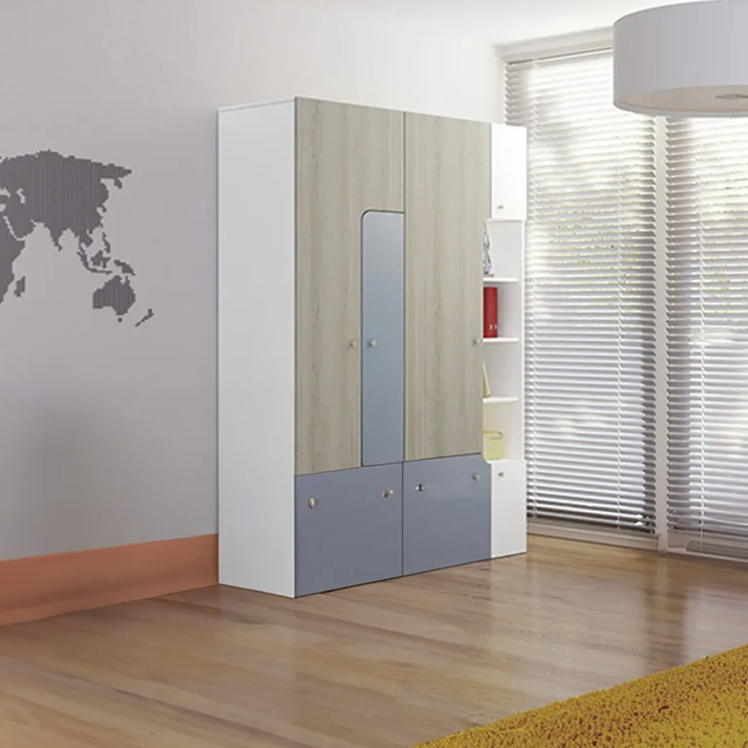 Cameretta bambini completa bianco opaco azzurro Balocchi
