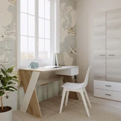 Cameretta completa bambini 1 letto singolo rovere bianco Francesco Gihome®