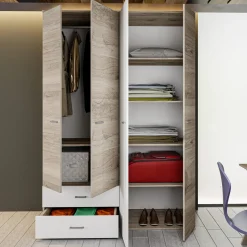Cameretta completa bambini 1 letto singolo rovere bianco Francesco Gihome®