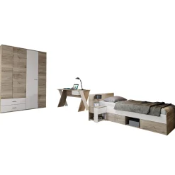 Cameretta completa bambini 1 letto singolo rovere bianco Francesco Gihome®