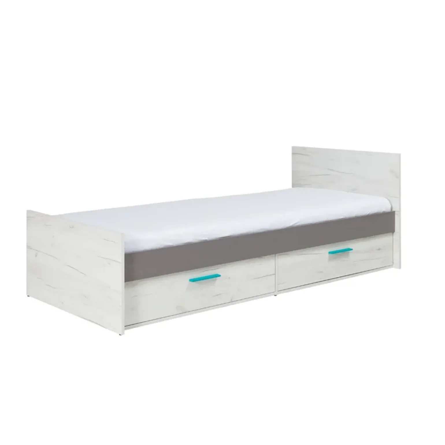 Cameretta completa con letto singolo pino bianco grigio blu Maya Gihome®