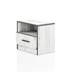 Cameretta per bambini 1 letto singolo contenitore bianco rustico grigio Zadar