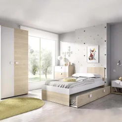Cameretta per bambini completa 2 letti singoli rovere bianco Cairo