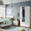 Cameretta per bambini con testiera comodino armadio rovere bianco Abbey
