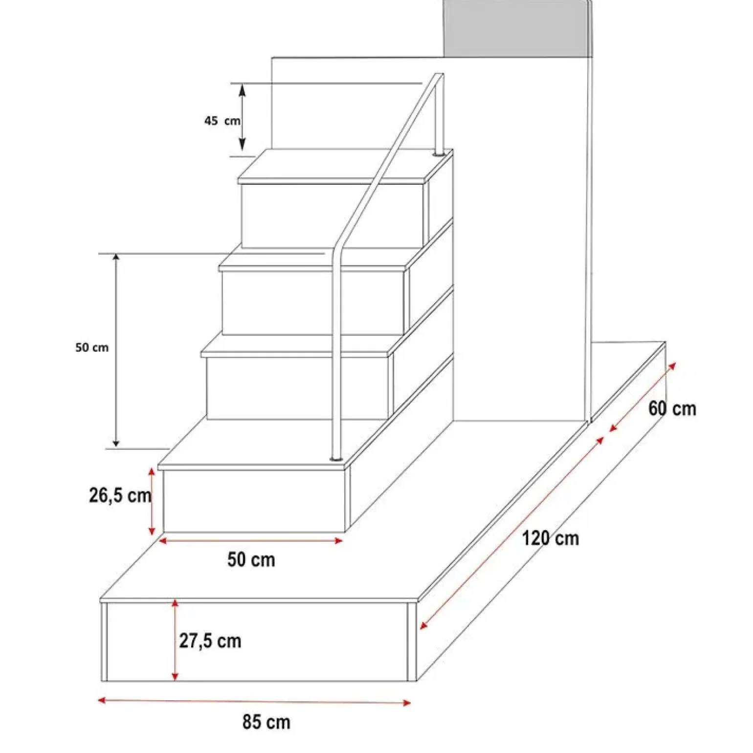 Cameretta 324x86cm 2 letti singoli completa bianco Diego Gihome®