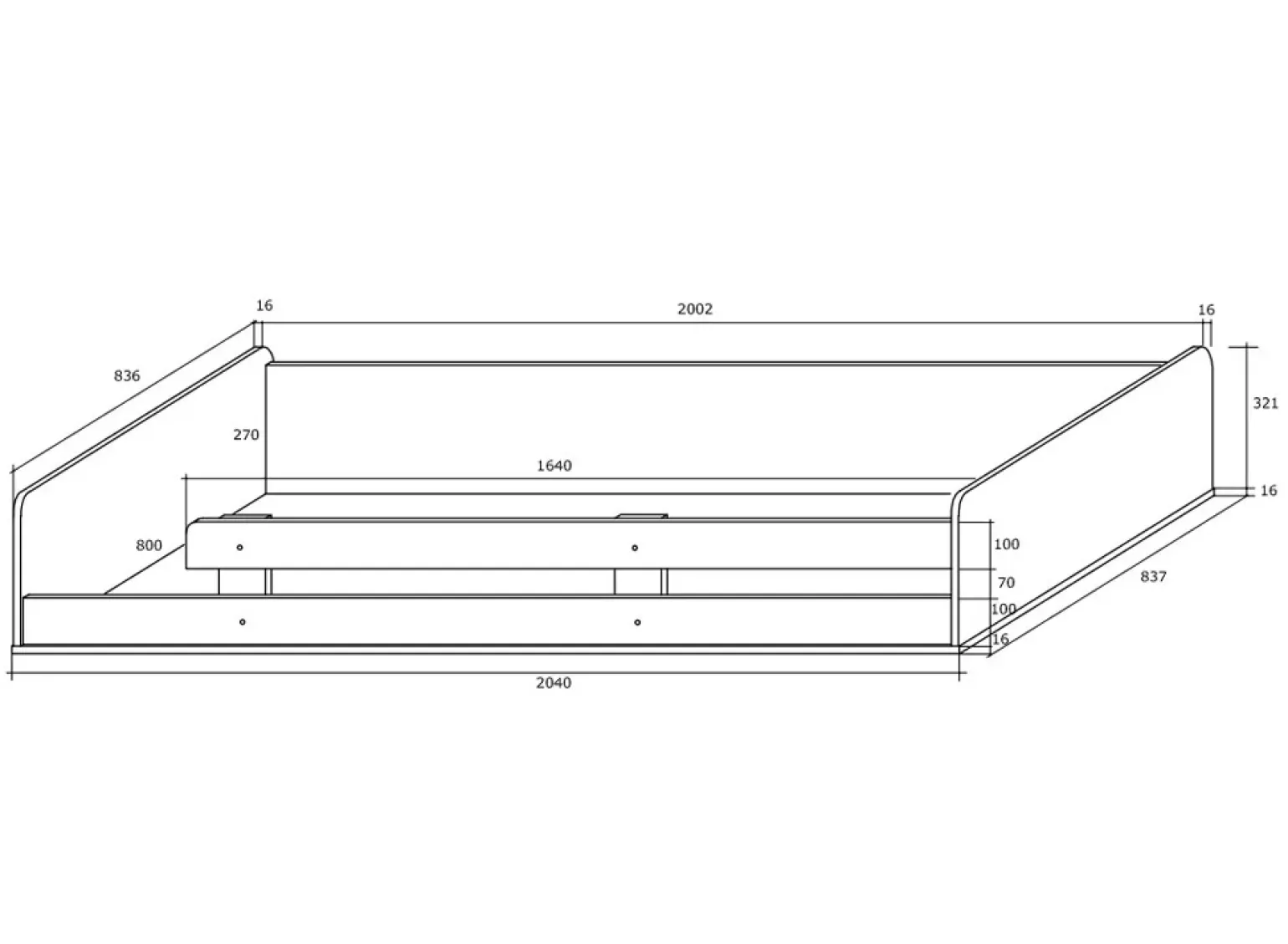 Cameretta 204x120cm 1 letto singolo completa sinistra rovere blu Dollie Gihome®