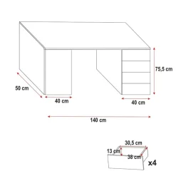 Cameretta 254x120cm 1 letto soppalco bianco grigio lucido Simone Gihome®