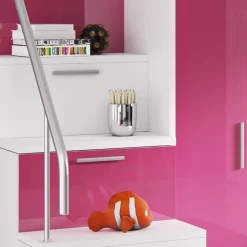 Cameretta 254x120cm 1 letto soppalco bambini bianco rosa lucido Simone Gihome®