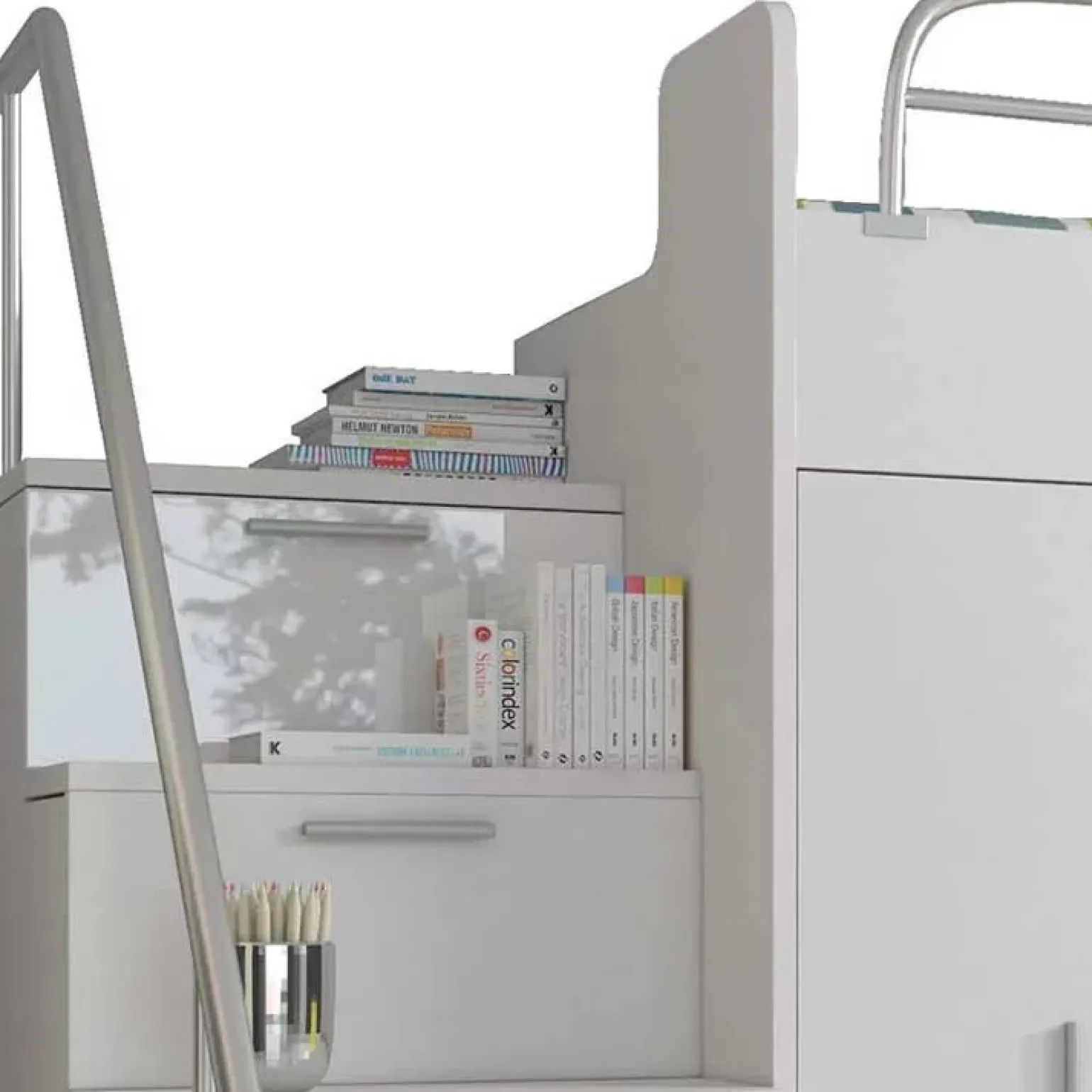 Cameretta 254x120cm 1 letto soppalco bianco lucido Simone Gihome®