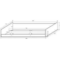 Cameretta 204x120cm bambini completa destra 1 letto singolo rovere miele bianco frassinato Dollie Gihome®