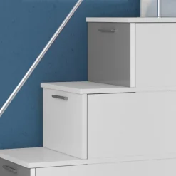 Cameretta 324x86cm completa 2 letti singoli bianco grigio Diego Gihome®