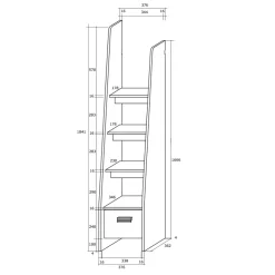 Cameretta 204x120cm completa destra 1 letto singolo rovere blu Dollie Gihome®