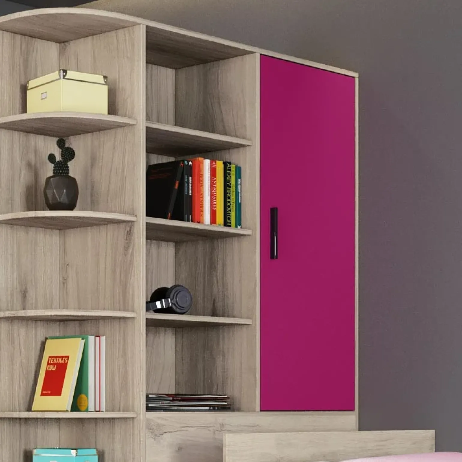 Cameretta 352x124cm con cabina armadio rovere fucsia Fabio Gihome®