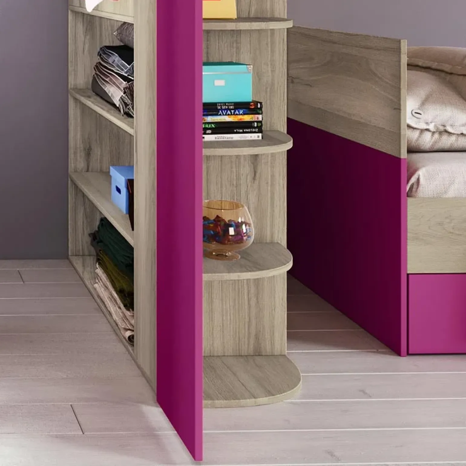 Cameretta 352x124cm con cabina armadio rovere fucsia Fabio Gihome®