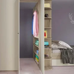 Cameretta 352x124cm con cabina armadio rovere beige champagne Fabio Gihome®
