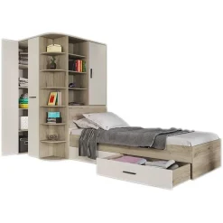 Cameretta 352x124cm con cabina armadio rovere beige champagne Fabio Gihome®