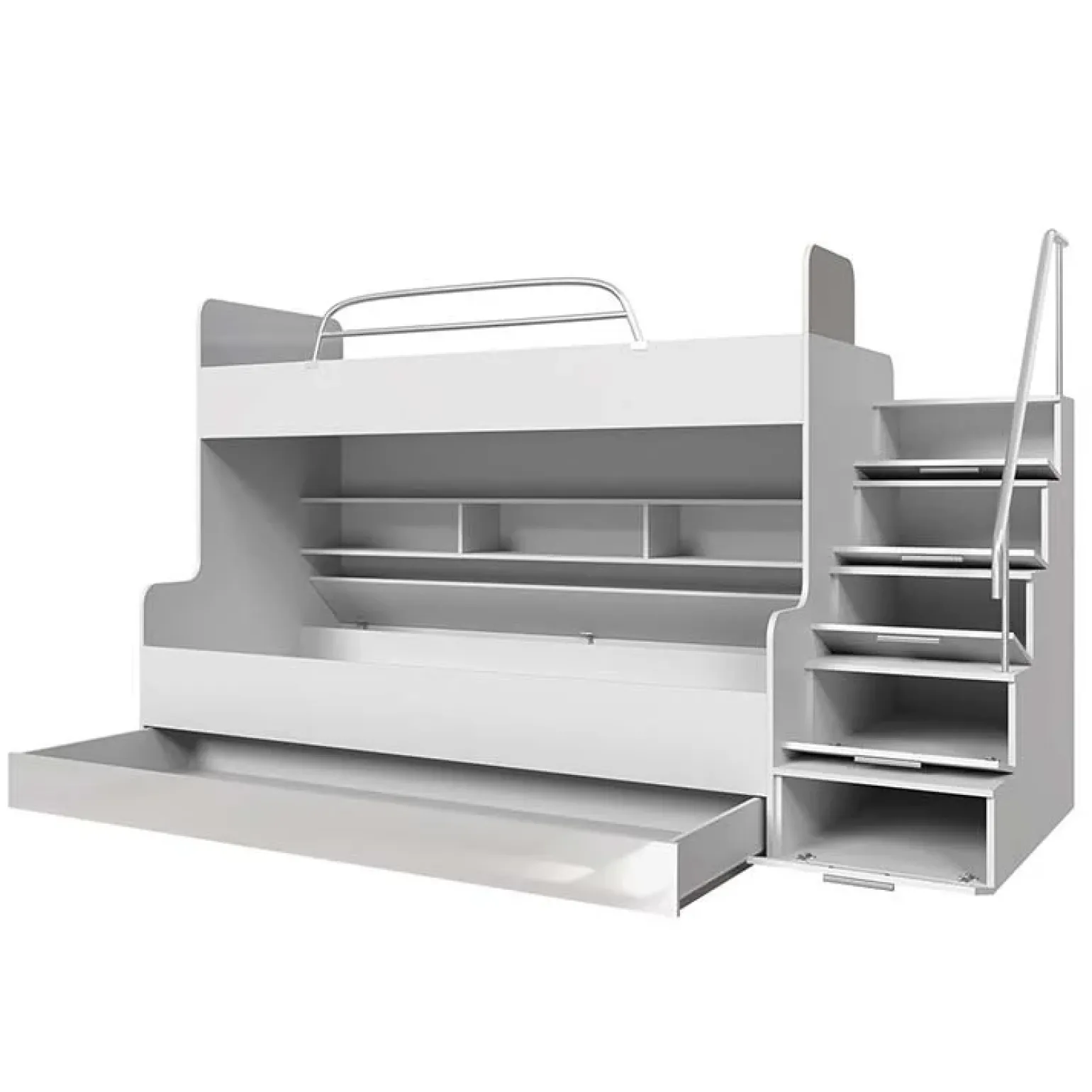 Cameretta 254x120cm con soppalco 2 letti singoli bianca Enrico Gihome®