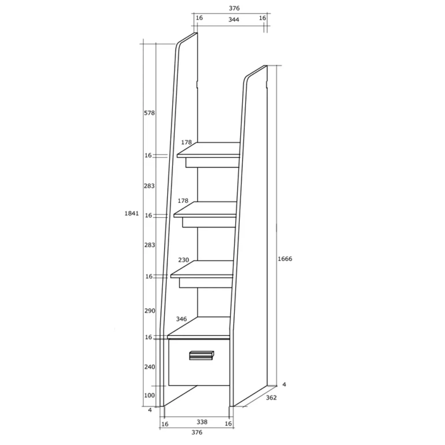 Cameretta 204x120cm sinistra completa 1 letto singolo rovere bianco Dollie Gihome®