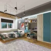 Cameretta per bambini completa con letto 120x190 cm rovere blu petrolio Alex Gihome®