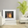 Caminetto bioetanolo 105x90h cm da parete acciaio e vetro bianco Etna