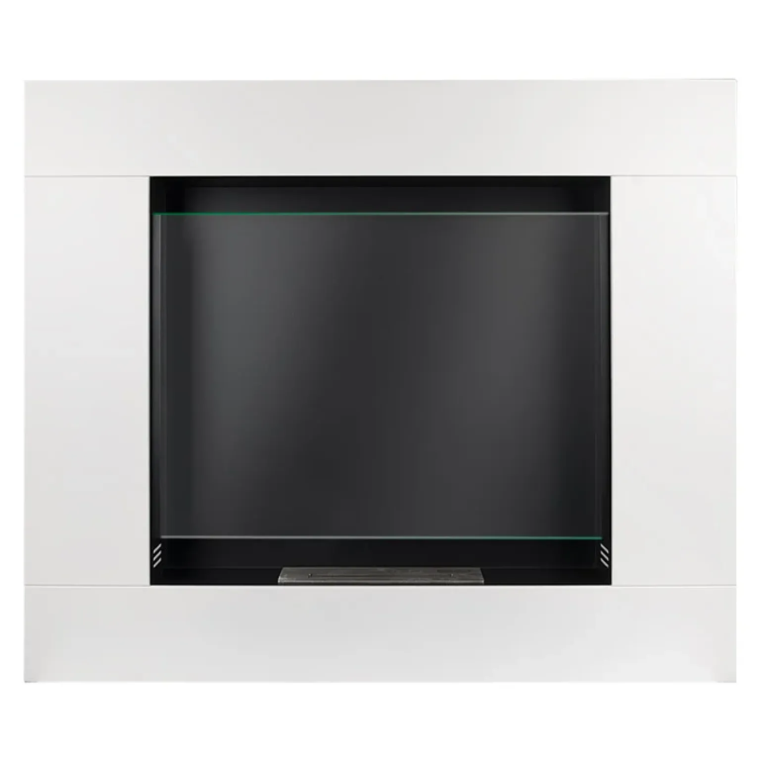 Caminetto bioetanolo 105x90h cm da parete acciaio e vetro bianco Etna