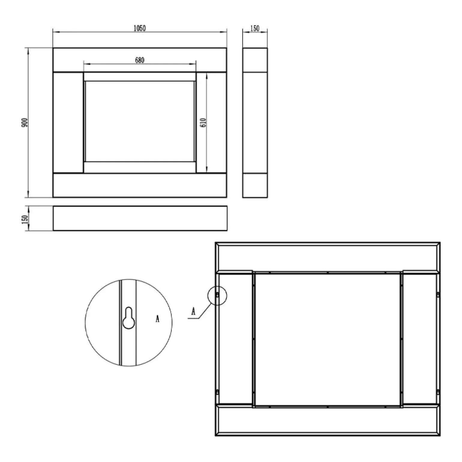 Caminetto bioetanolo 105x90h cm da parete acciaio e vetro bianco Etna