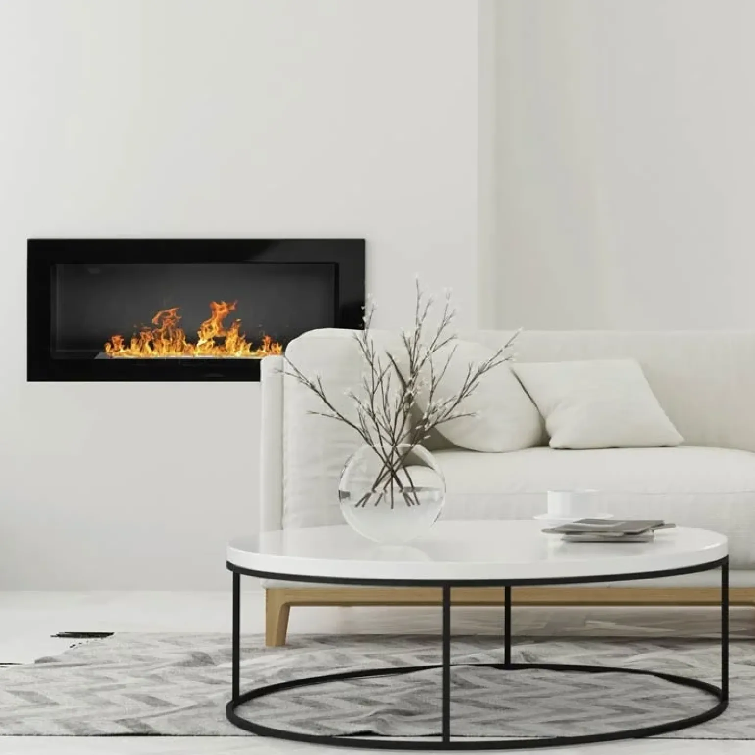 Caminetto 90x40cm bioetanolo nero opaco Denny Gihome®