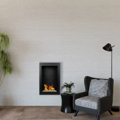 Caminetto 39x61h cm bioetanolo da parete acciaio nero Bernina