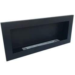 Caminetto 90x40h cm bioetanolo con vetro nero opaco Albert Gihome®