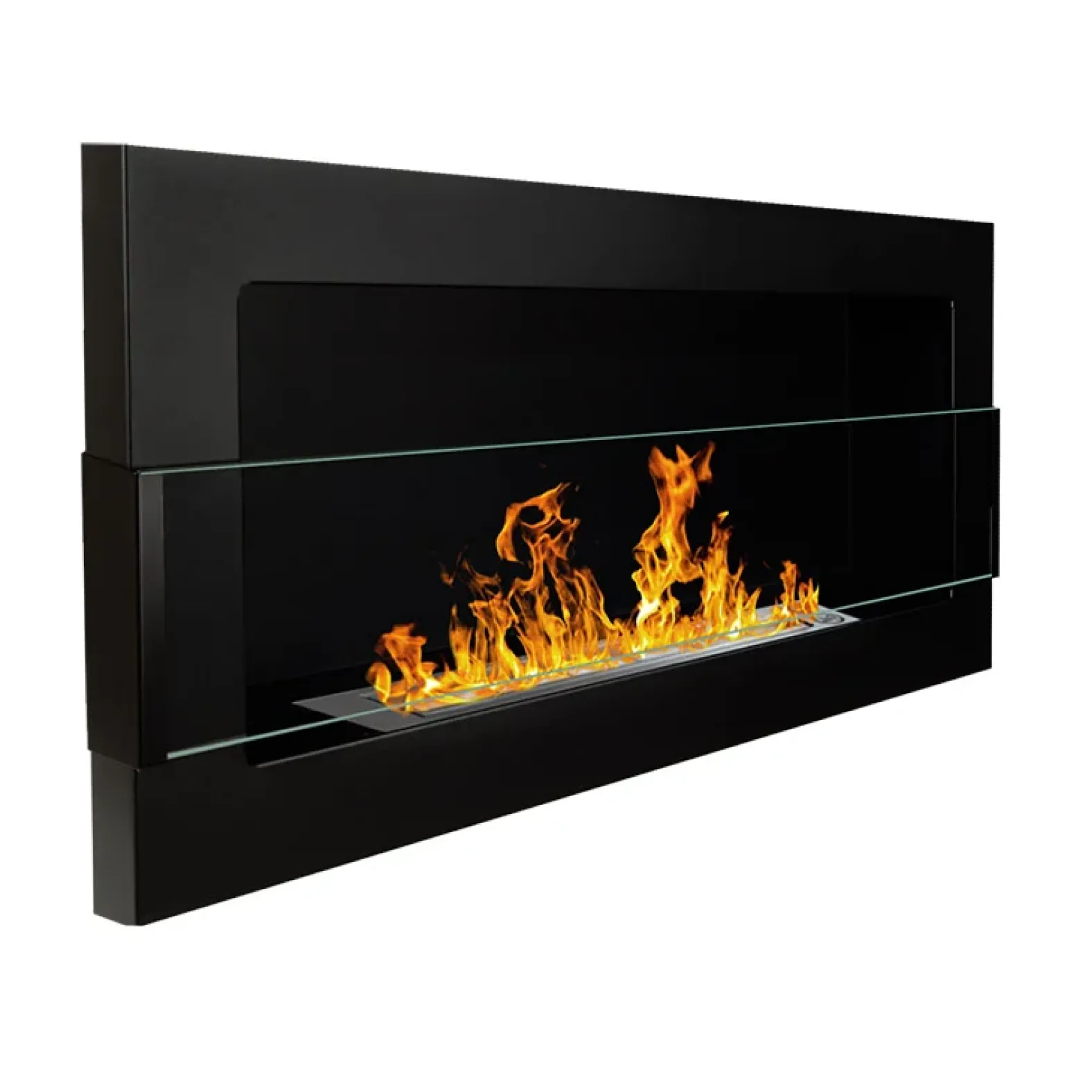 Caminetto 90x40h cm bioetanolo con vetro nero opaco Albert Gihome®