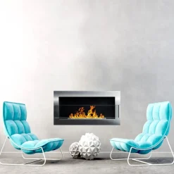 Caminetto 90x40h cm bioetanolo con vetro inox Albert Gihome®