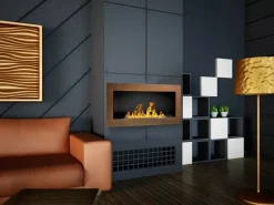 Caminetto 90x40h cm bioetanolo con vetro marrone ramato Albert Gihome®