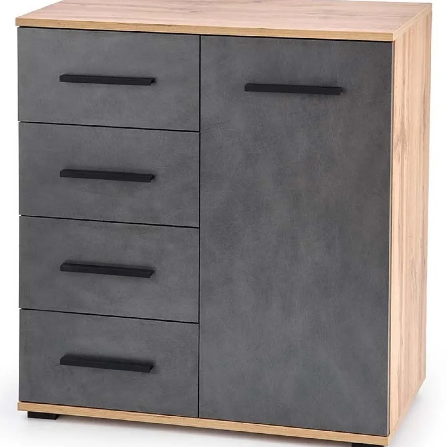 Cassettiera 77x82h 4 cassetti 1 anta cm rovere grigio Viki