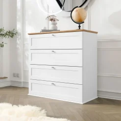 Cassettiera 92x91h cm 4 cassetti bianco rovere Relaxio