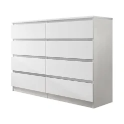 Cassettiera 139x100h cm 8 cassetti moderna bianco Rotterdam