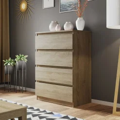Cassettiera 70x100h cm 4 cassetti moderna rovere Rotterdam