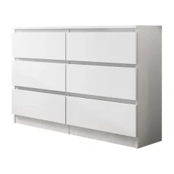 Cassettiera 120x77h cm 6 cassetti moderna  bianco Rotterdam