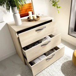 Cassettiera 70x72h cm 3 cassetti in legno Carlos