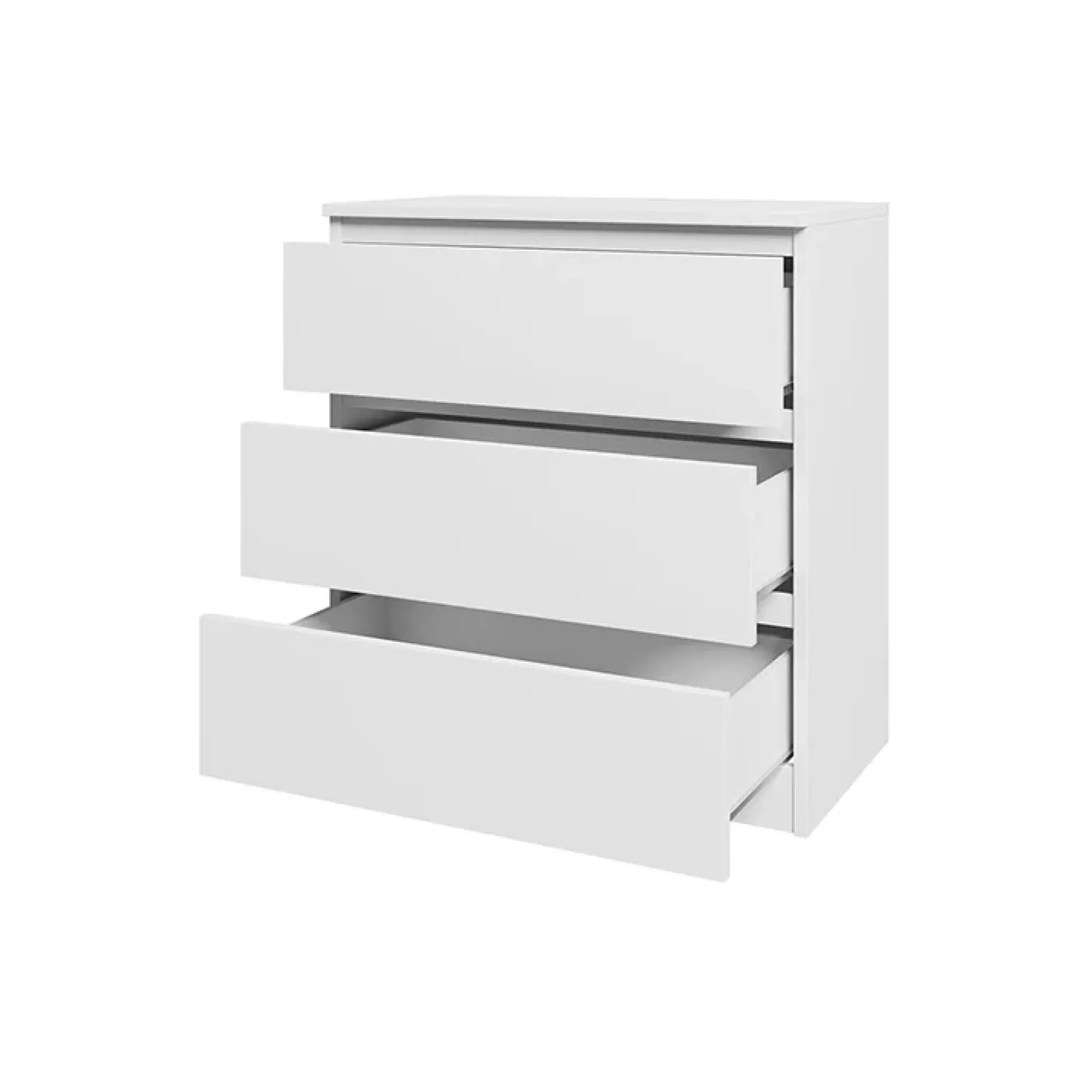 Cassettiera 70x77h cm 3 cassetti moderna bianco Rotterdam