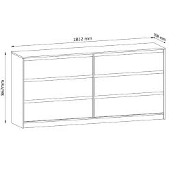 Cassettiera 181x87h cm 6 cassetti moderna rovere Funny