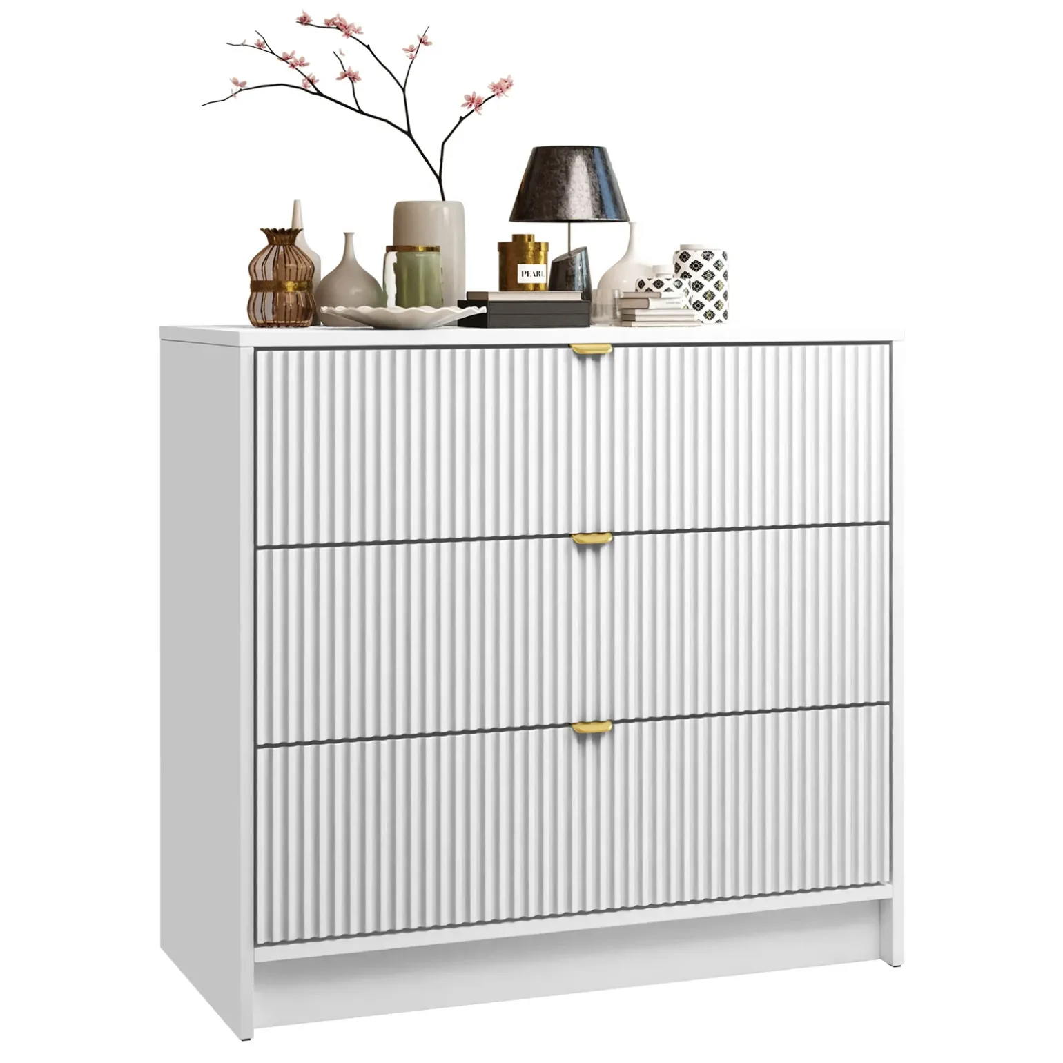 Cassettiera 80x75h cm 3 cassetti moderna bianco Athena