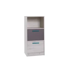 Cassettiera 50x108h cm 2 cassetti cameretta bianco pino grigio blu Maya Gihome®