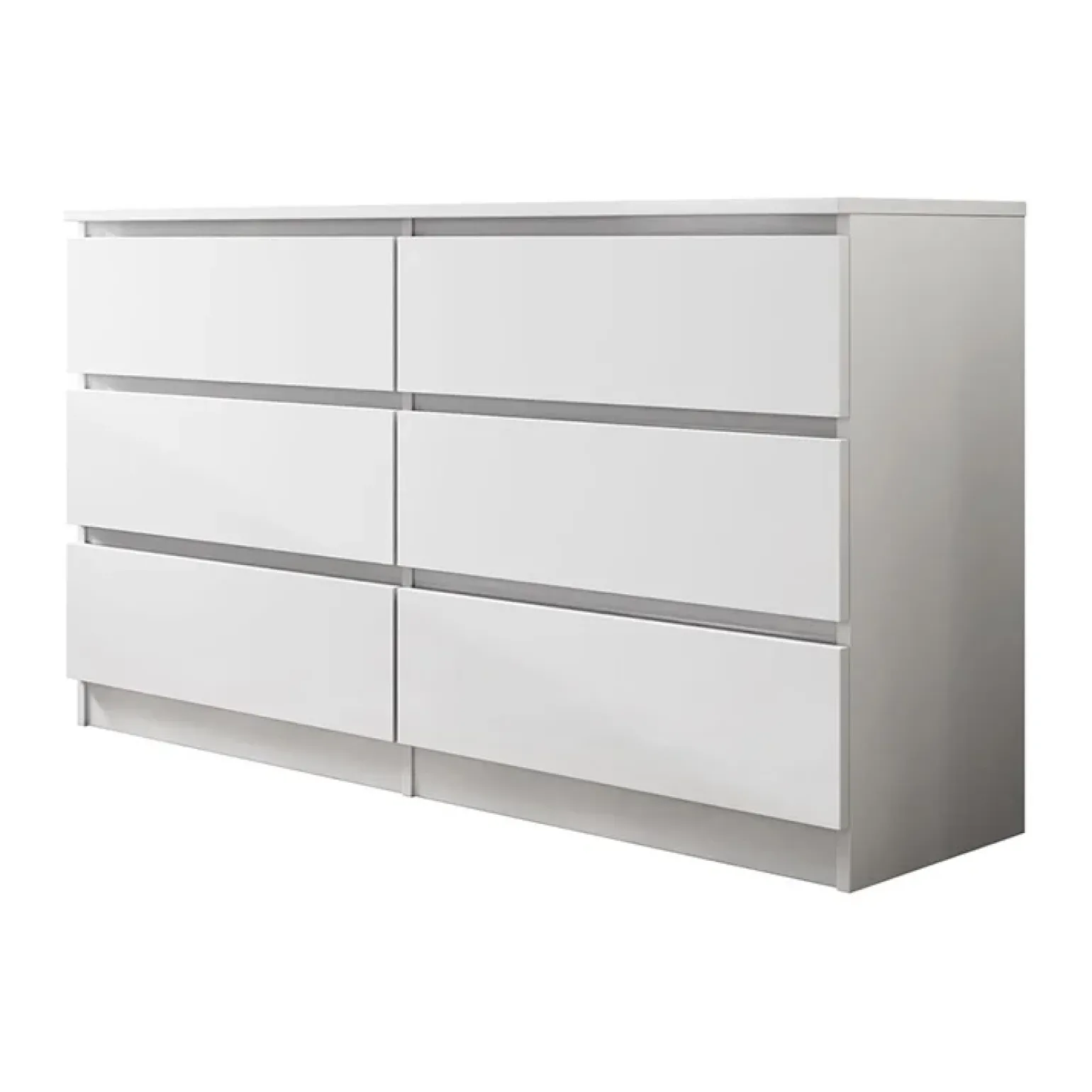 Cassettiera 139x77h cm 6 cassetti moderna bianco Rotterdam