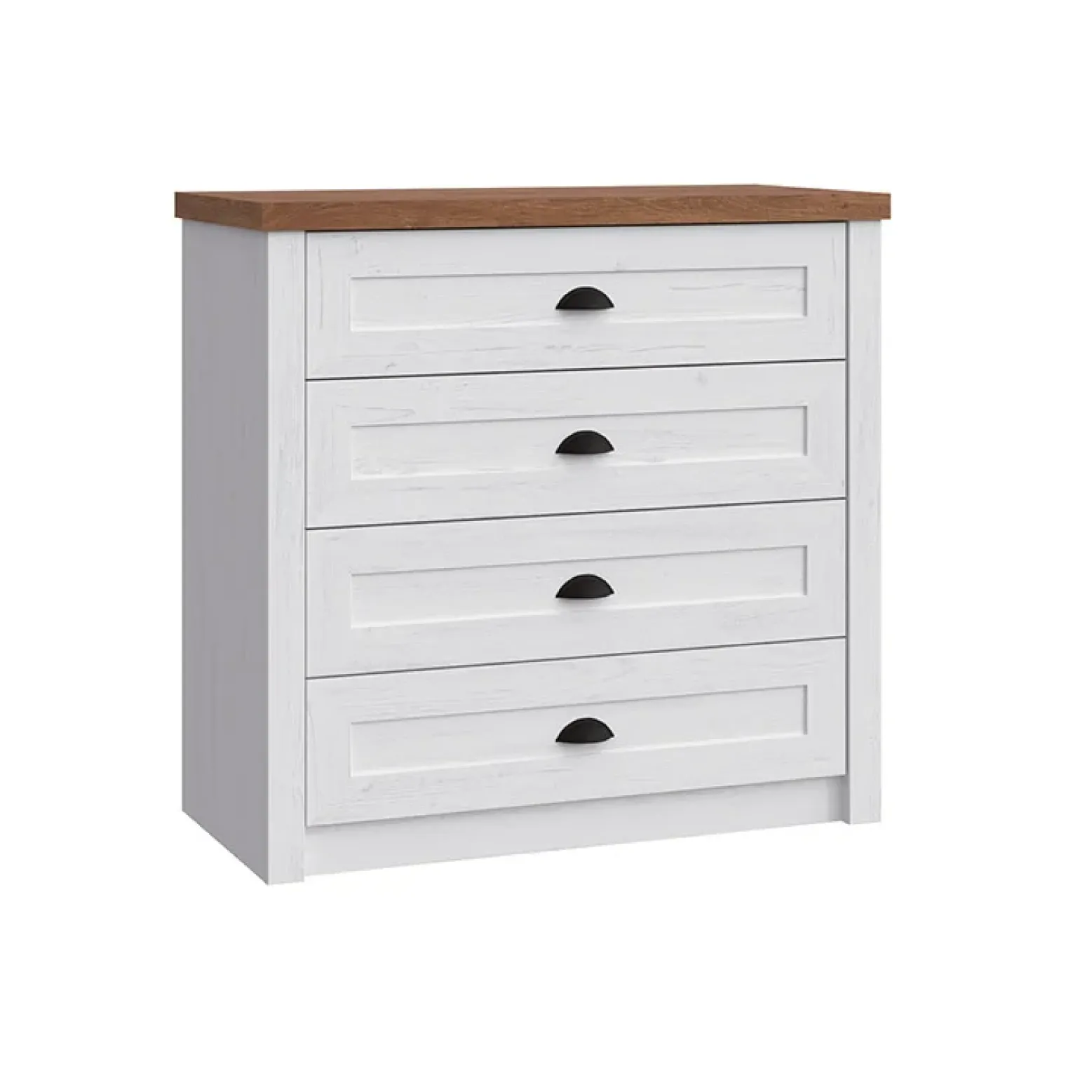 Cassettiera 88x88h cm 4 cassetti bianco frassinato rovere Provenza